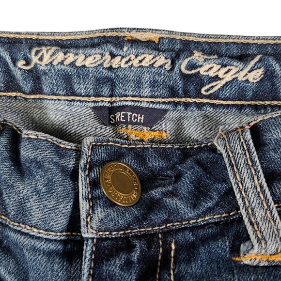 American Eagle Jeans Women 6 32x26 Stretch Slouchy Medium Wash Mid Rise Blue 90s - Picture 3 of 14